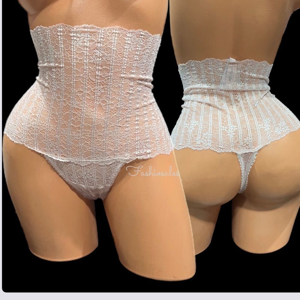 Victorias Secret High-waist Sexy Floral Lace Thong Panty pale pink Small